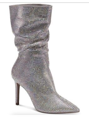 Thalia Sodi Womens Raquell Pointed Toe Rhinestones Mid-Calf Boots (WIDE)